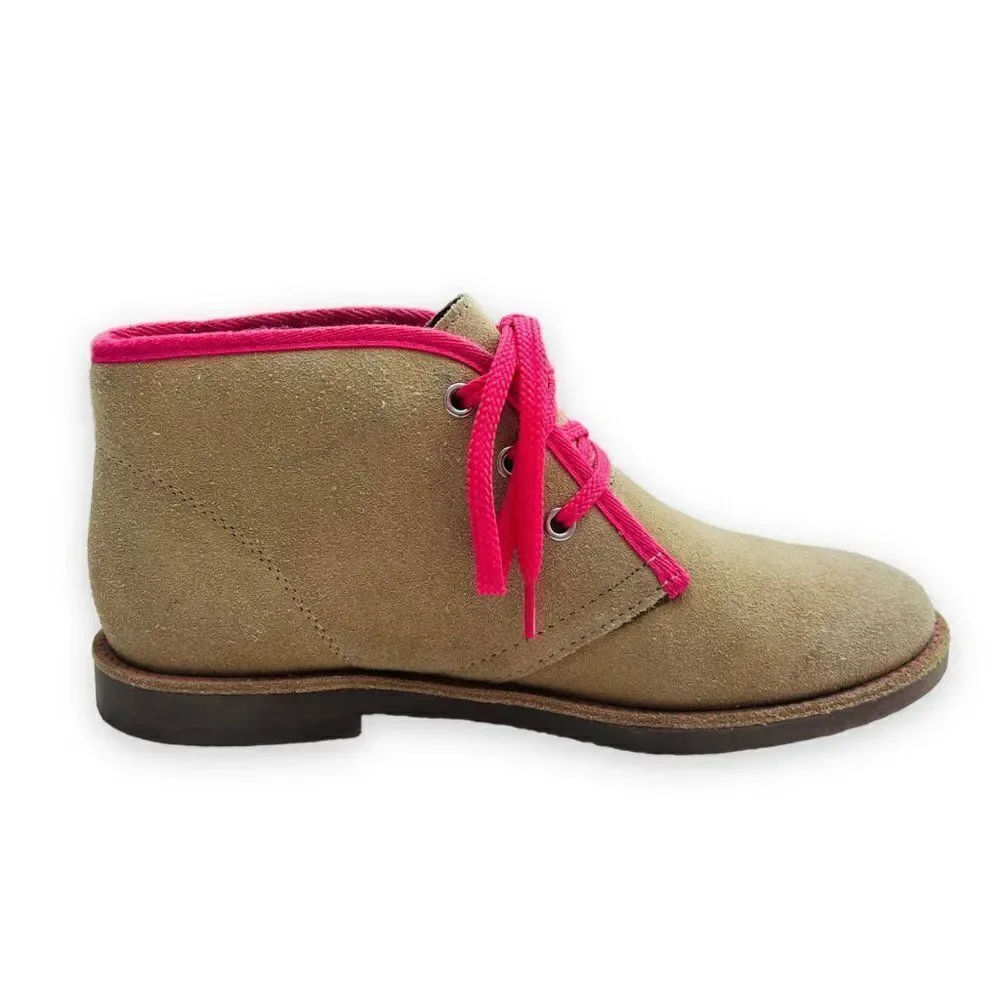 Lands' End Suede Chukka‎ Boots Beige / Pink Youth Girls 4M